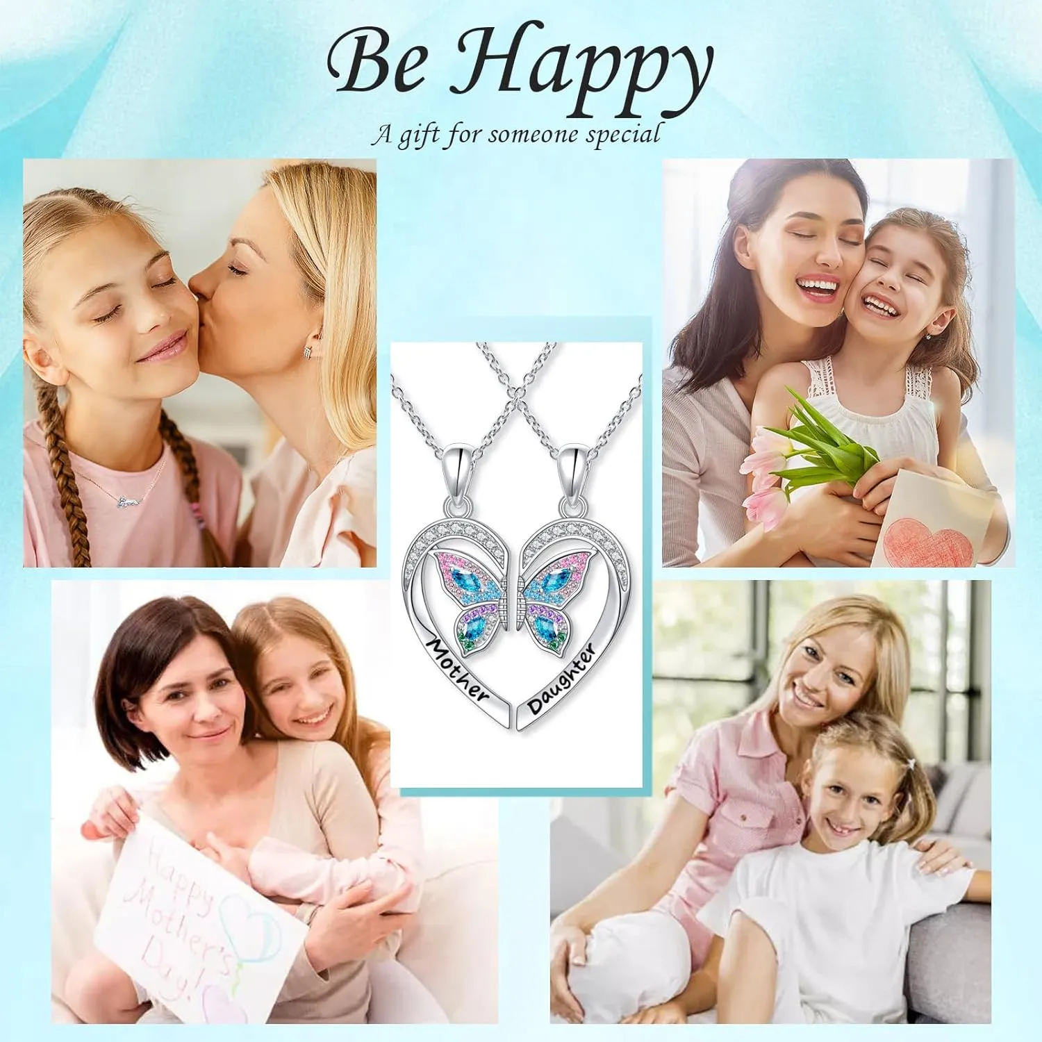 Alphm S925 Sterling Silver Mother Daughter Sisters Family Necklaces for 2 Matching Heart Jewelry for Mom Big Sis Little Sis