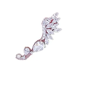 Andelaisi Boho Crystal Angel Wing Ear Cuff Earrings Silver Rhinestone Wing Climber Earrings Vintage Cz Crystal Wing Cartilage Cuff Earrings Bling Cz Wing Cuff Wrap Earrings Jewelry for Women