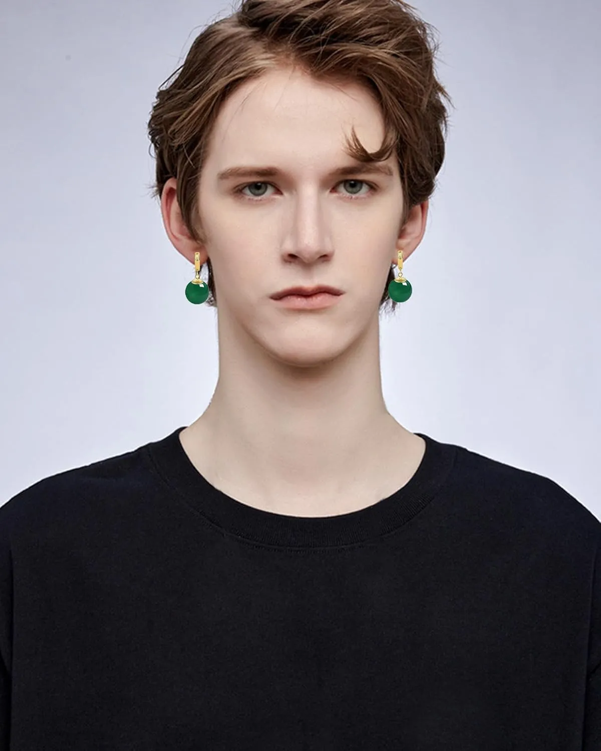 Anime Goku Potara Ball Dragon Z Black Vegetto Cosplay Sterling Silver Drop Hoop Earrings for Men Women Hypoallergenic Plated Gold Green Nature Onyx Crystal Jewelry Gifts