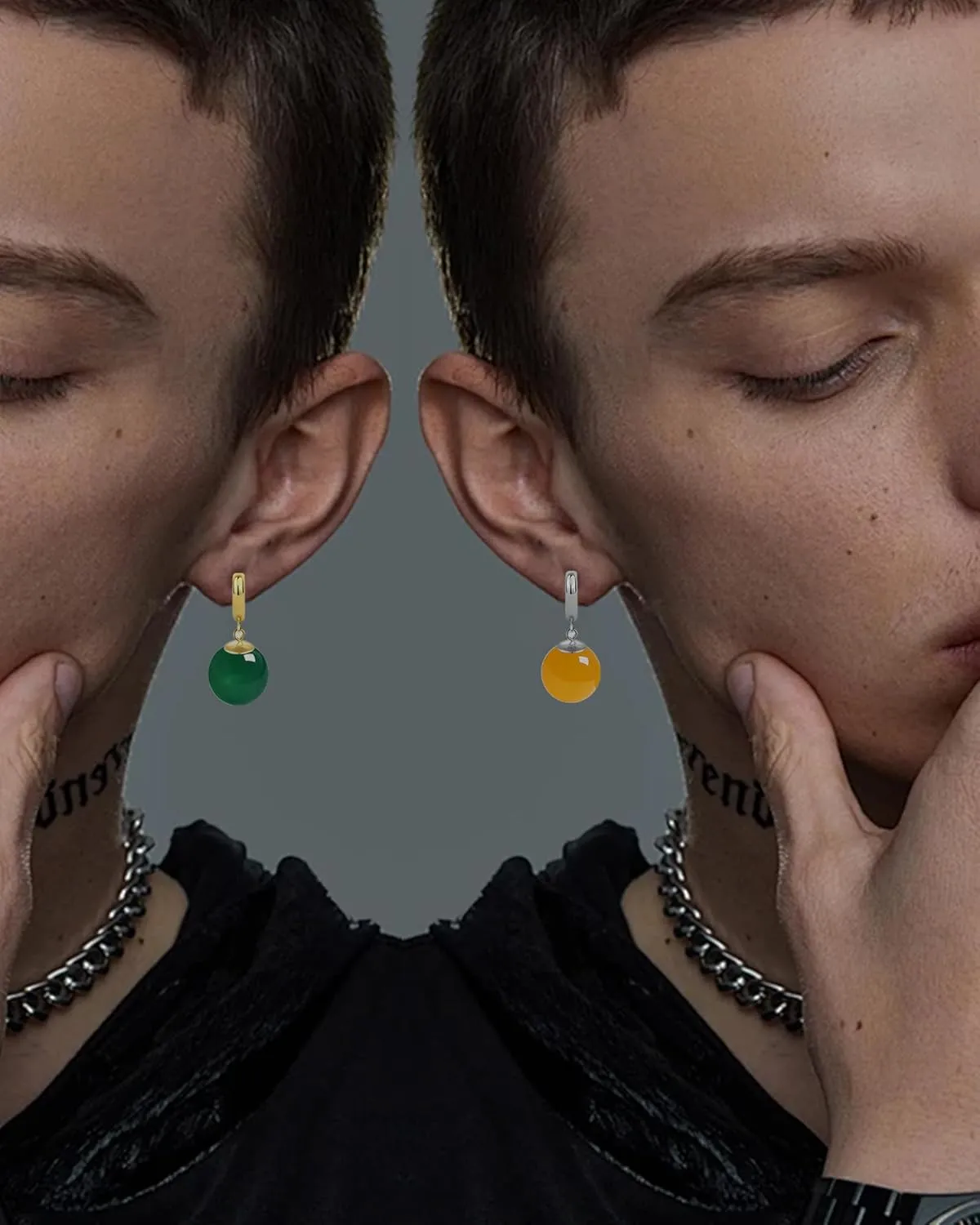 Anime Goku Potara Ball Dragon Z Black Vegetto Cosplay Sterling Silver Drop Hoop Earrings for Men Women Hypoallergenic Plated Gold Green Nature Onyx Crystal Jewelry Gifts