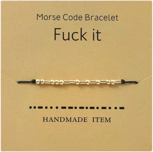 Anlive Morse Code Bracelet Black Silk Cord Bracelet Friendship Best Friend Bracelets Jewelry Gifts for Her