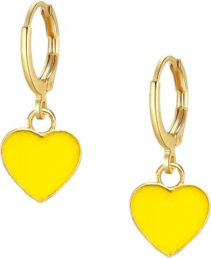 Anmpab Heart Mini Dangle Huggie Earrings for Women Dainty Gold Plated Small Hoop Earrings Jewelry Gift for Women Ladies Valentine Day