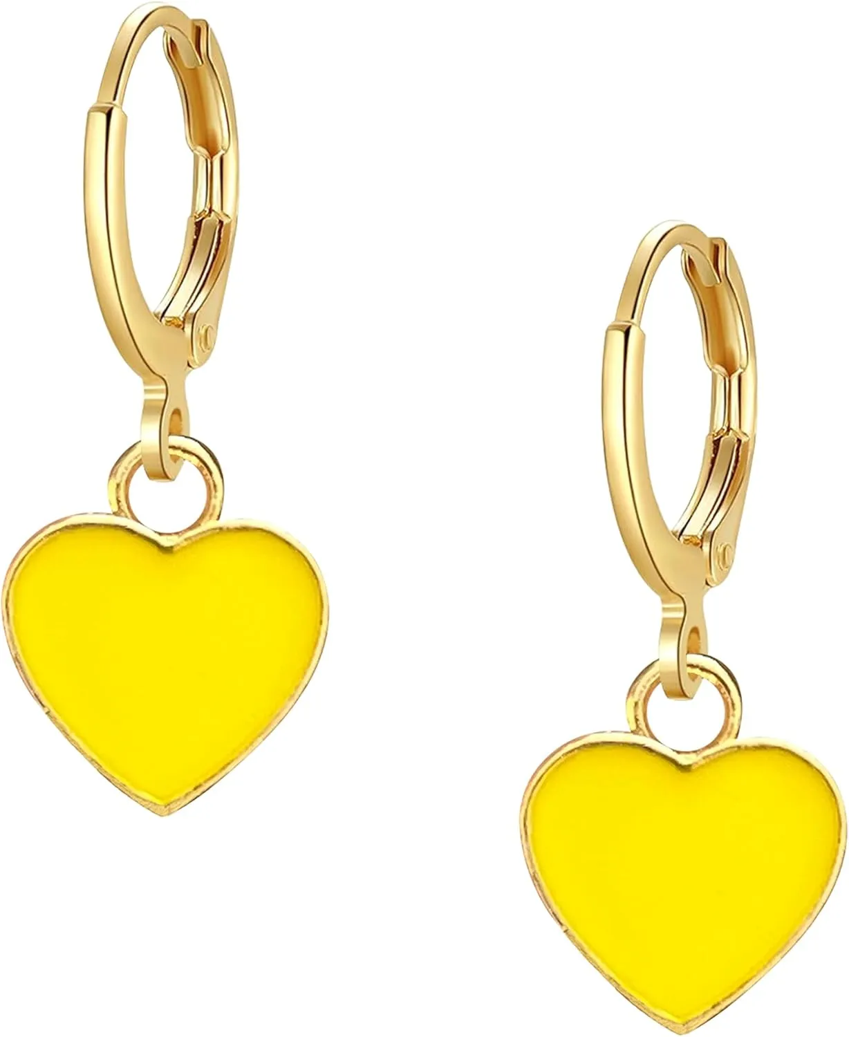 Anmpab Heart Mini Dangle Huggie Earrings for Women Dainty Gold Plated Small Hoop Earrings Jewelry Gift for Women Ladies Valentine Day