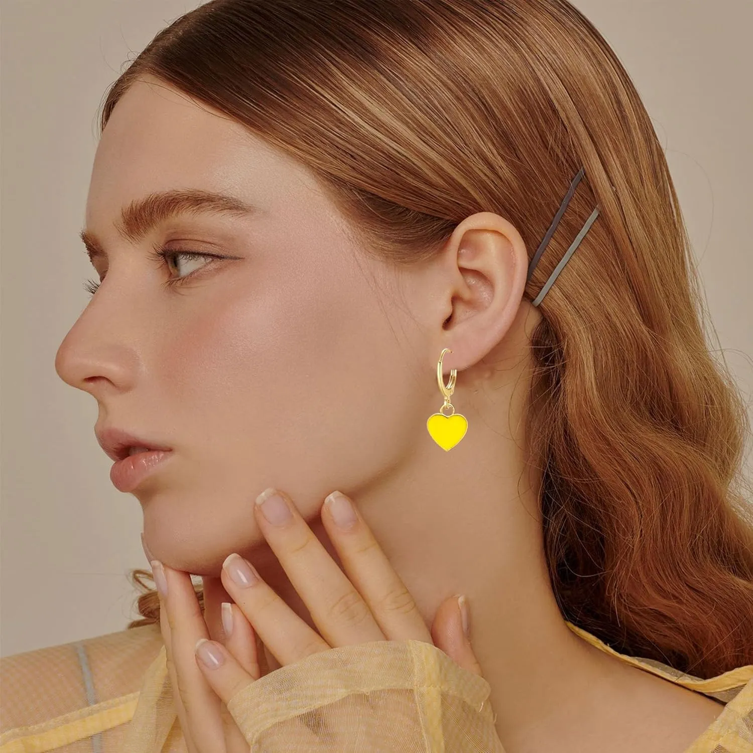 Anmpab Heart Mini Dangle Huggie Earrings for Women Dainty Gold Plated Small Hoop Earrings Jewelry Gift for Women Ladies Valentine Day