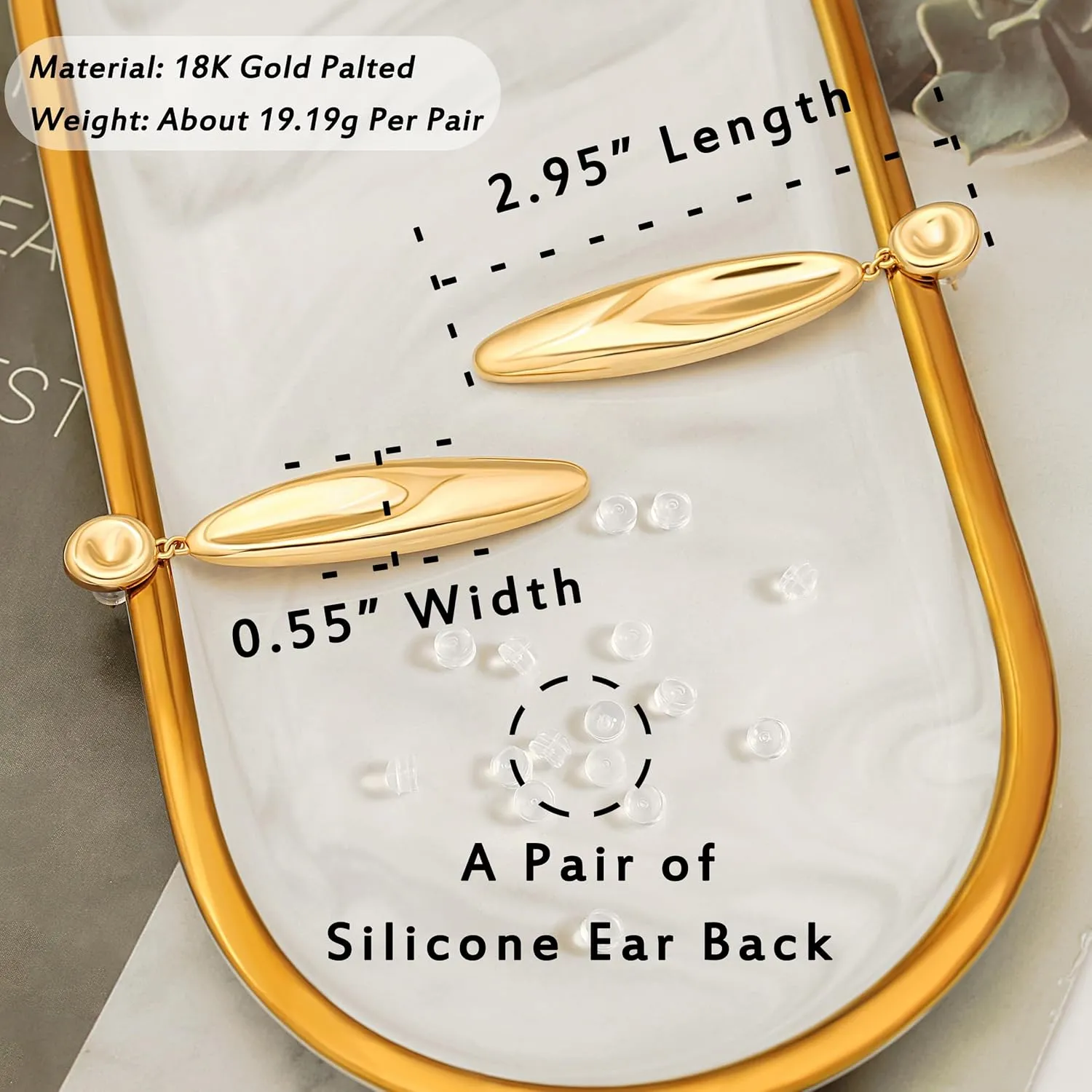 Aobei Pearl 18K Gold/Platimun Plated Brass Long Vertical Bar Drop Dangle Earring Minimal Hanging Earrings Geometric jewelry for Women