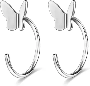 AoedeJ Half Hoop Earrings 925 Sterling Silver Tiny Huggie Hoop Small Comfy Half Hoop C Hoop Earrings for Women