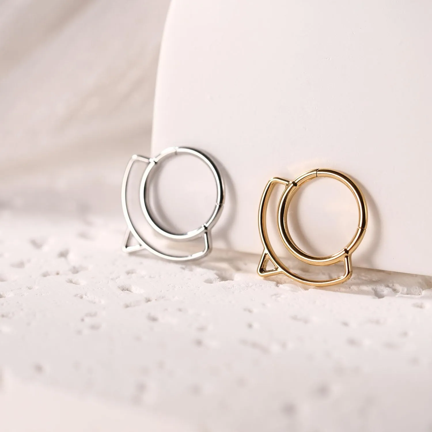 AROWRO Helix Rook Earrings Double Open Stack Sleeper Earring 316L Surgical Steel 16G 7mm 8mm 10mm CZ Daith Cartilage Tragus Piercing Jewelry Septum Clicker