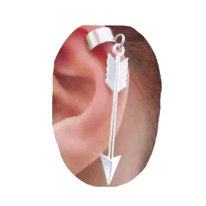Arrow Ring Ear Cuff Earrings Silver Dangle Arrow Earcuffs Cartilage Earrings Clip Wrap Earrings Helix Hoop with Arrow Earrings Jewelry for Women (With Arrow)
