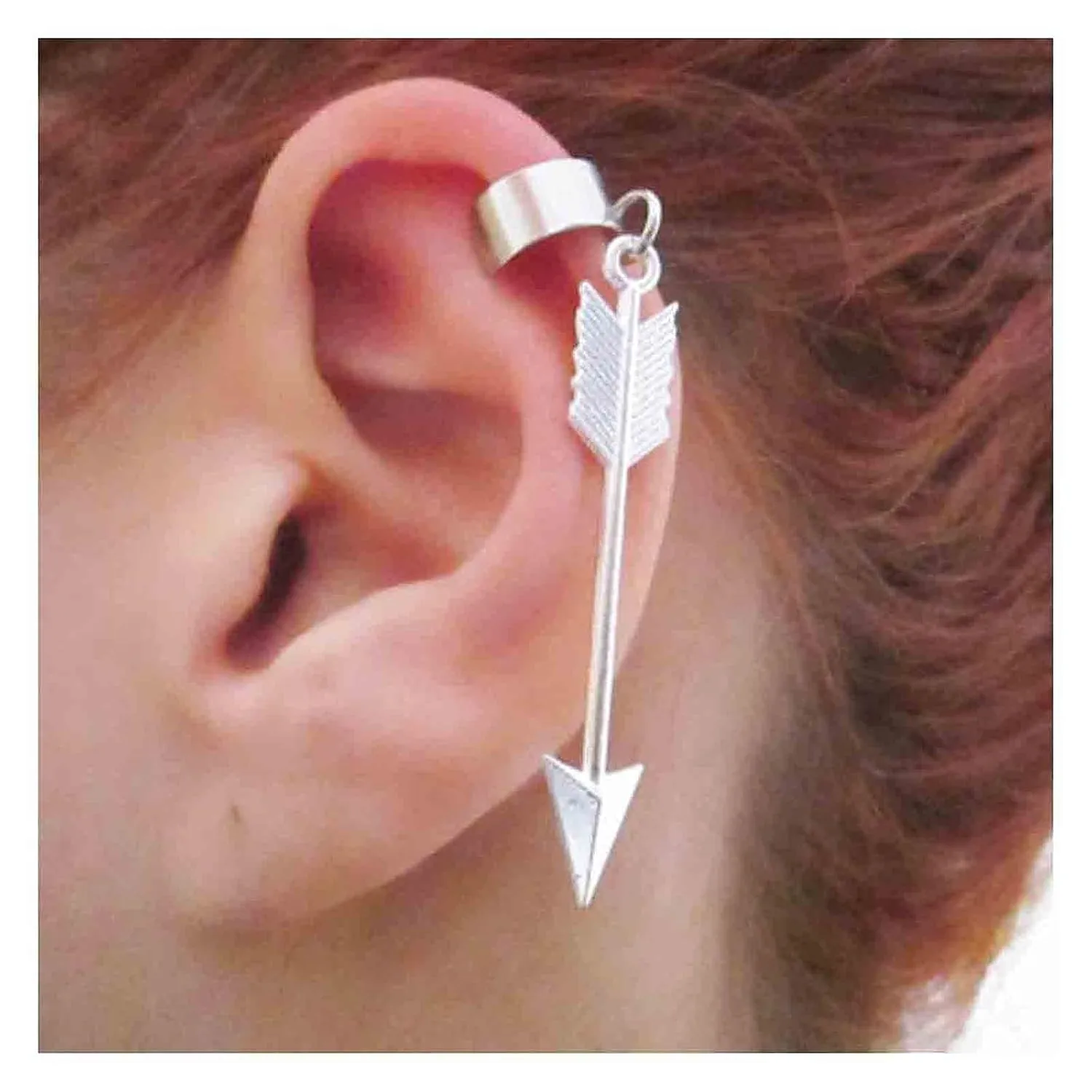 Arrow Ring Ear Cuff Earrings Silver Dangle Arrow Earcuffs Cartilage Earrings Clip Wrap Earrings Helix Hoop with Arrow Earrings Jewelry for Women (With Arrow)