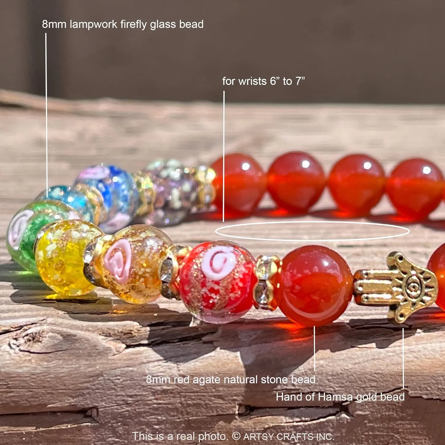 ARTSY Crafts Glow in the Dark Firefly Beads   Agate / Amethyst Stone Beaded Chakra Bracelets, Luminous Glass Beads   Natural Gemstone Crystal Beads Bracelet for Anti Anxeity Healing Energy Money Wealth Abundance Feng Shui