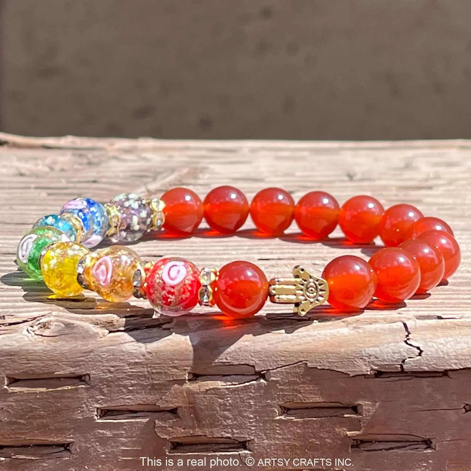 ARTSY Crafts Glow in the Dark Firefly Beads   Agate / Amethyst Stone Beaded Chakra Bracelets, Luminous Glass Beads   Natural Gemstone Crystal Beads Bracelet for Anti Anxeity Healing Energy Money Wealth Abundance Feng Shui