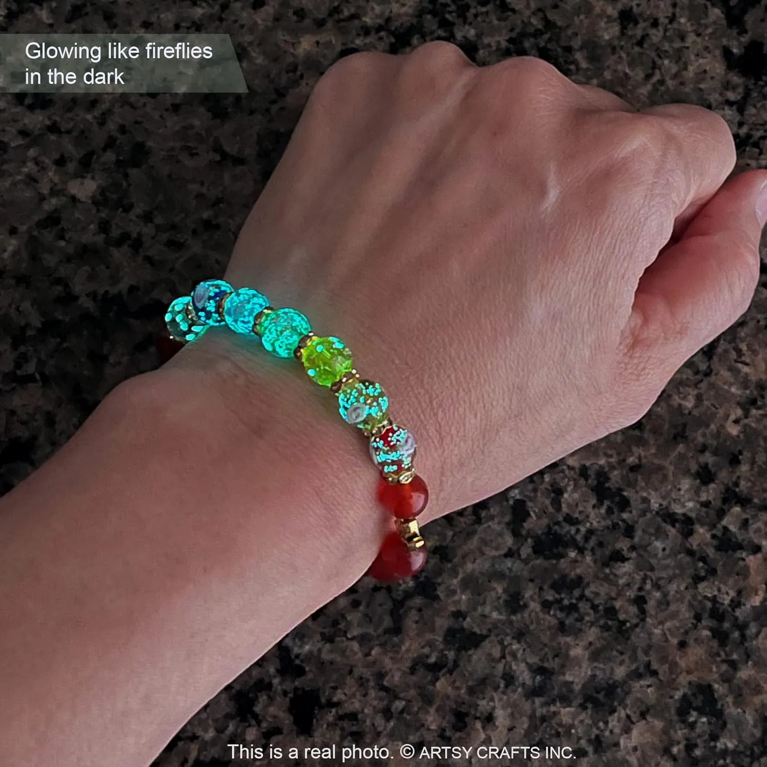 ARTSY Crafts Glow in the Dark Firefly Beads   Agate / Amethyst Stone Beaded Chakra Bracelets, Luminous Glass Beads   Natural Gemstone Crystal Beads Bracelet for Anti Anxeity Healing Energy Money Wealth Abundance Feng Shui