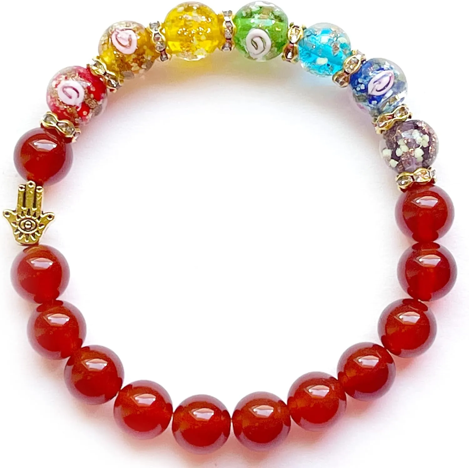 ARTSY Crafts Glow in the Dark Firefly Beads   Agate / Amethyst Stone Beaded Chakra Bracelets, Luminous Glass Beads   Natural Gemstone Crystal Beads Bracelet for Anti Anxeity Healing Energy Money Wealth Abundance Feng Shui