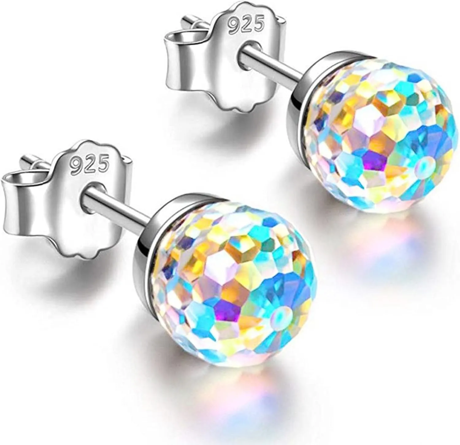 Austrian Crystal Earrings for Women 8MM Austrian Crystal Disco Ball Earrings Iridescent Disco Jewelry for Women