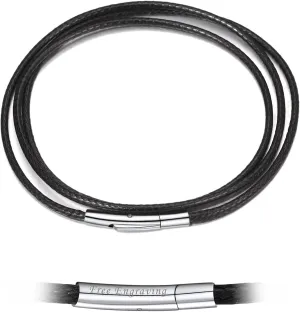 Bandmax 2MM/3MM Wax Rope Chain Necklace for Men Women Durable Waterproof Black/Brown Leather Cord Chains for Pendant, Customizable Clasp, Length 16"-30"