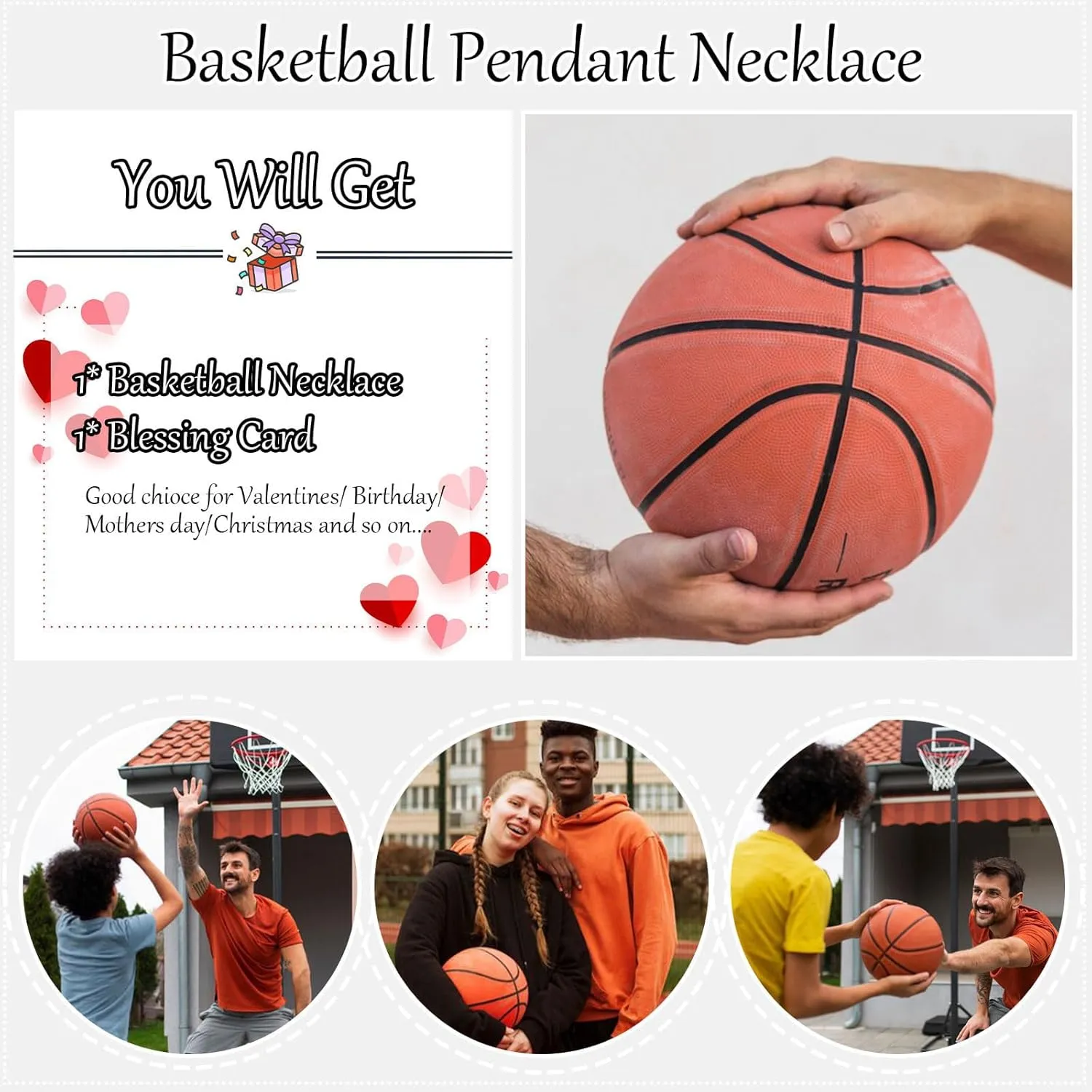 Basketball Necklace for Men Basketball Pendant Necklace Gold Basketball Jewelry Gift Graduation Birthday Valentine's Day Gift for Boys Girls