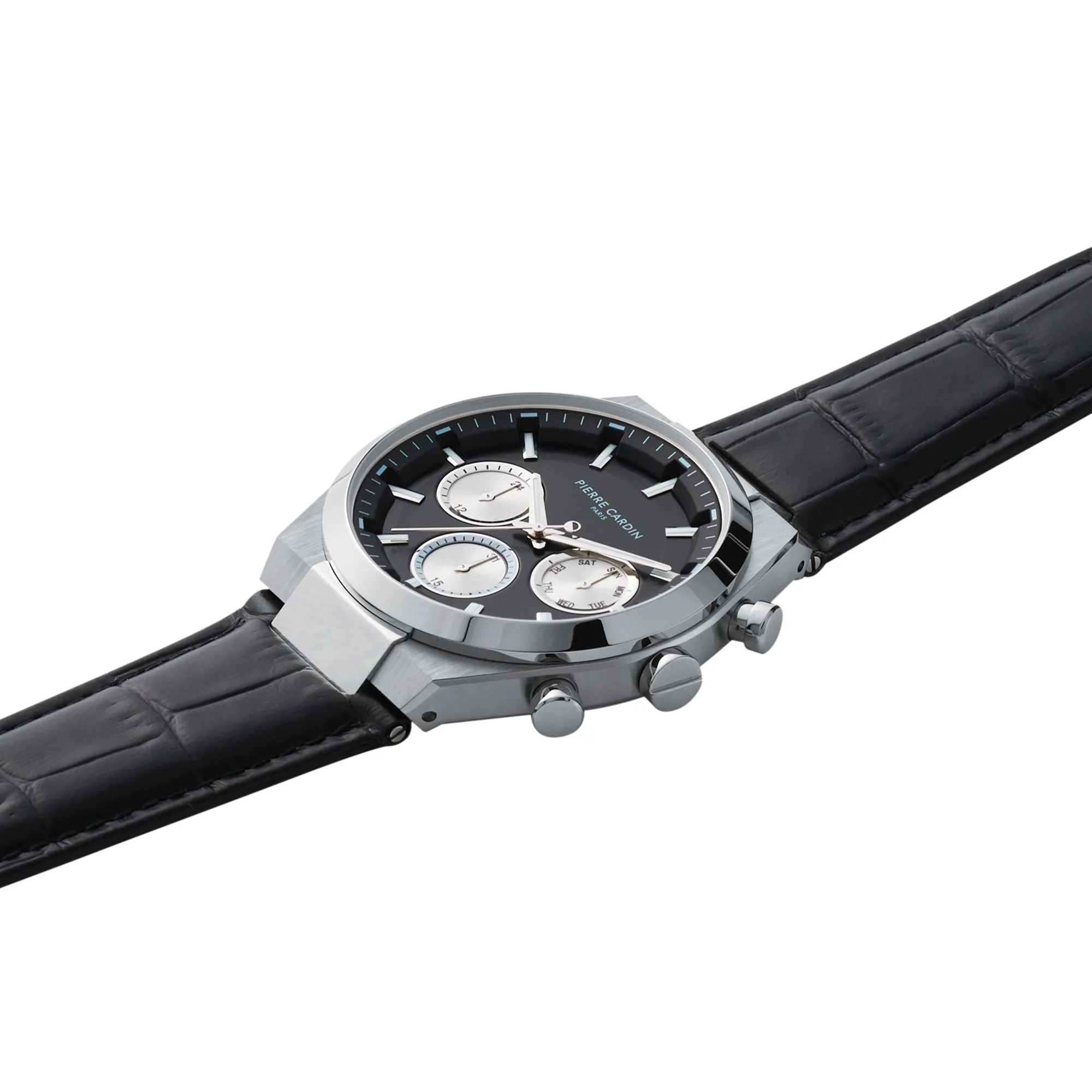Batignolles Influential Multifunction watch with Black Dial with Leather Strap