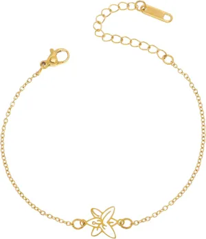 Birth Flower Gold Bracelets for Women, Statement Adjustable Stackable Birthday Chain Bracelet Outfit Accessories Jewelry Gift.