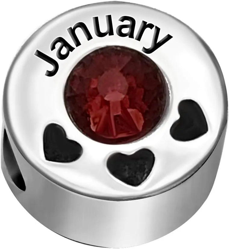 Birthday Birthstone Cake Heart Love Jan-Dec Month Womens Bead Charms for Bracelets Mom Wife Sister Daughter Halloween Christmas Jewelry