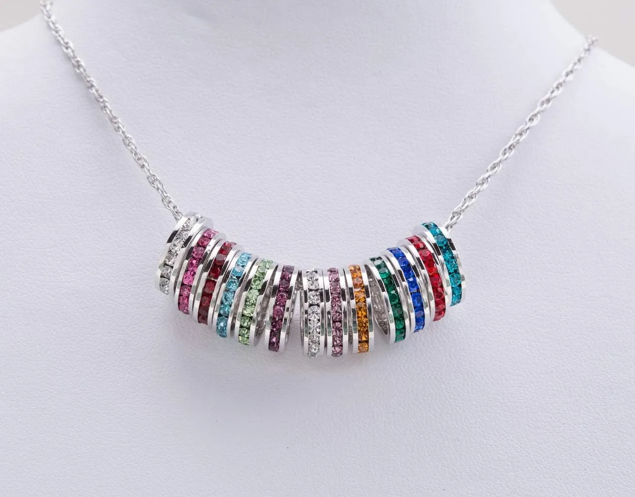 Birthstone Pendant Charm for Necklace - Full Eternity, Stackable, Crystal Birthstone