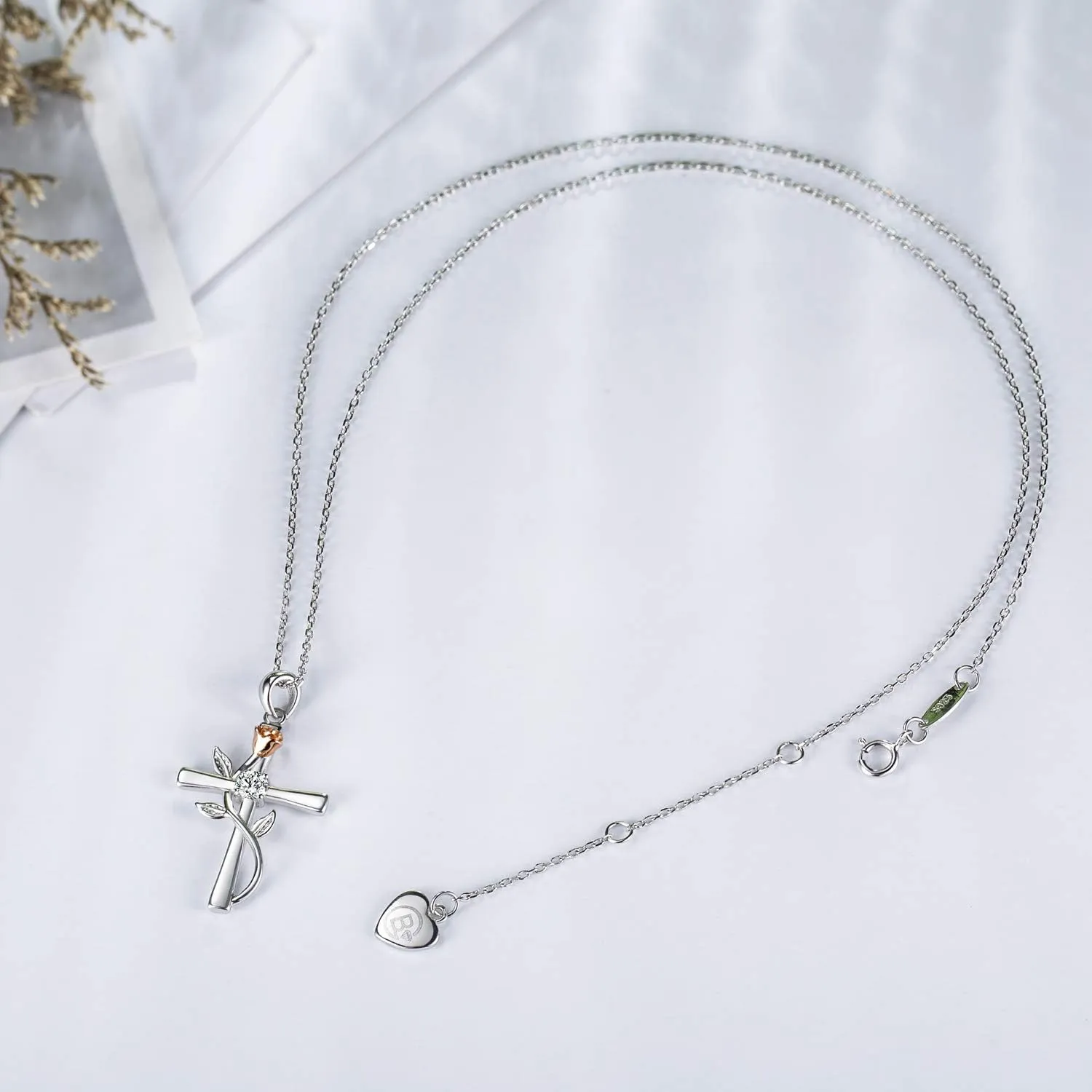 BlingGem Cross Necklace for Women 925 Sterling Silver Birthstone Necklace for Womens Cross Pendant 5A Cubic Zirconia 12 Birth Months Birthday Gifts for Women Wife Her