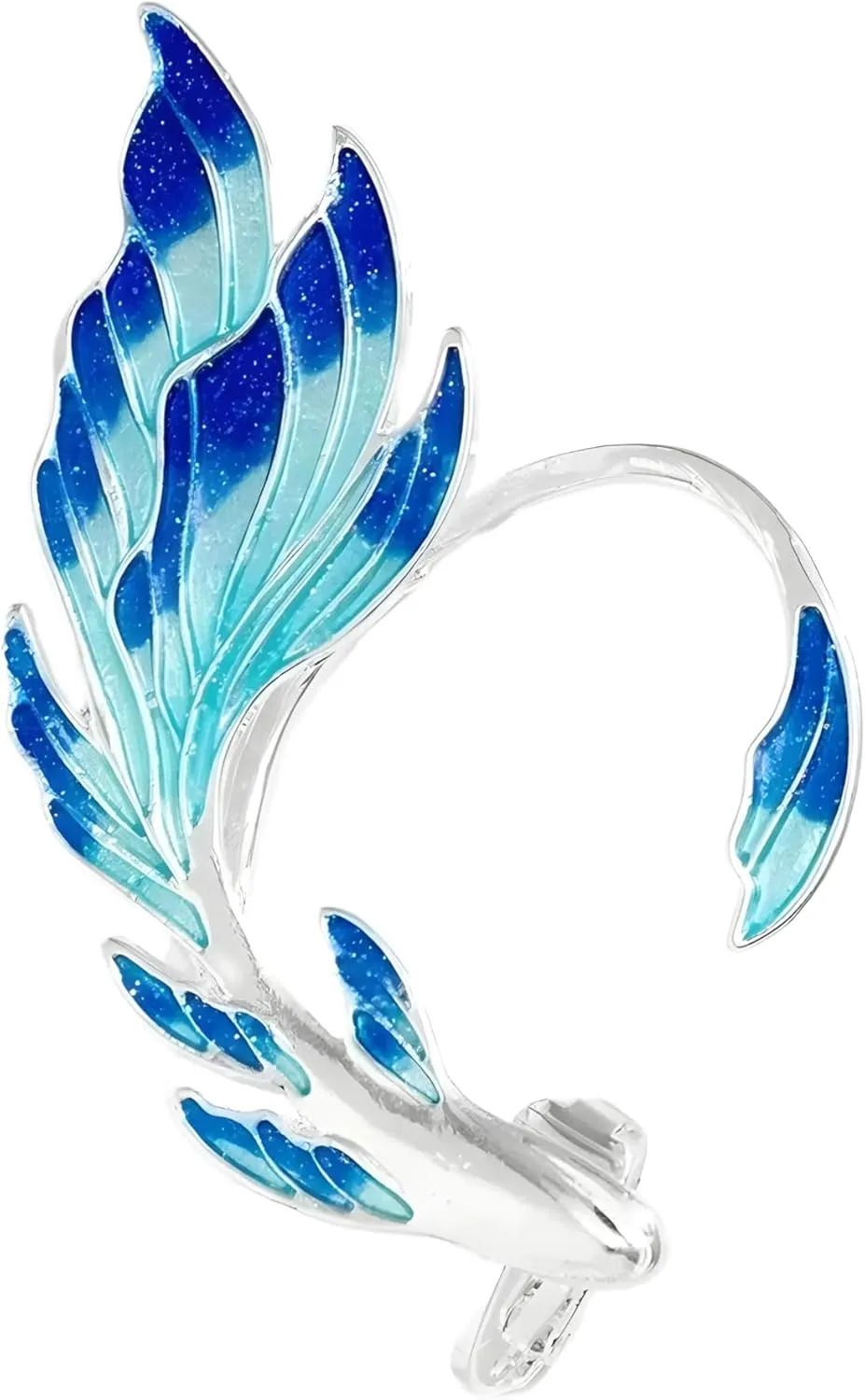 Blue Painted Elf Ear Cuffs for Women Animal Clip on Earrings Fairy Wings Without Piercing Earrings Wedding Jewelry-A23
