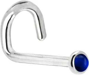 Body Candy Solid 14k White Gold 2mm Genuine Sapphire Left Nose Stud Screw 18 Gauge 1/4"