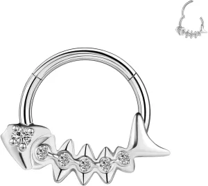 BodyAce 16G Septum Hoop Hinged Nose Rings, High Crafted Conch Helix Earrings for Women Men, Stainless Steel Septum Clickers Lip Piercing Labret Daith Rings