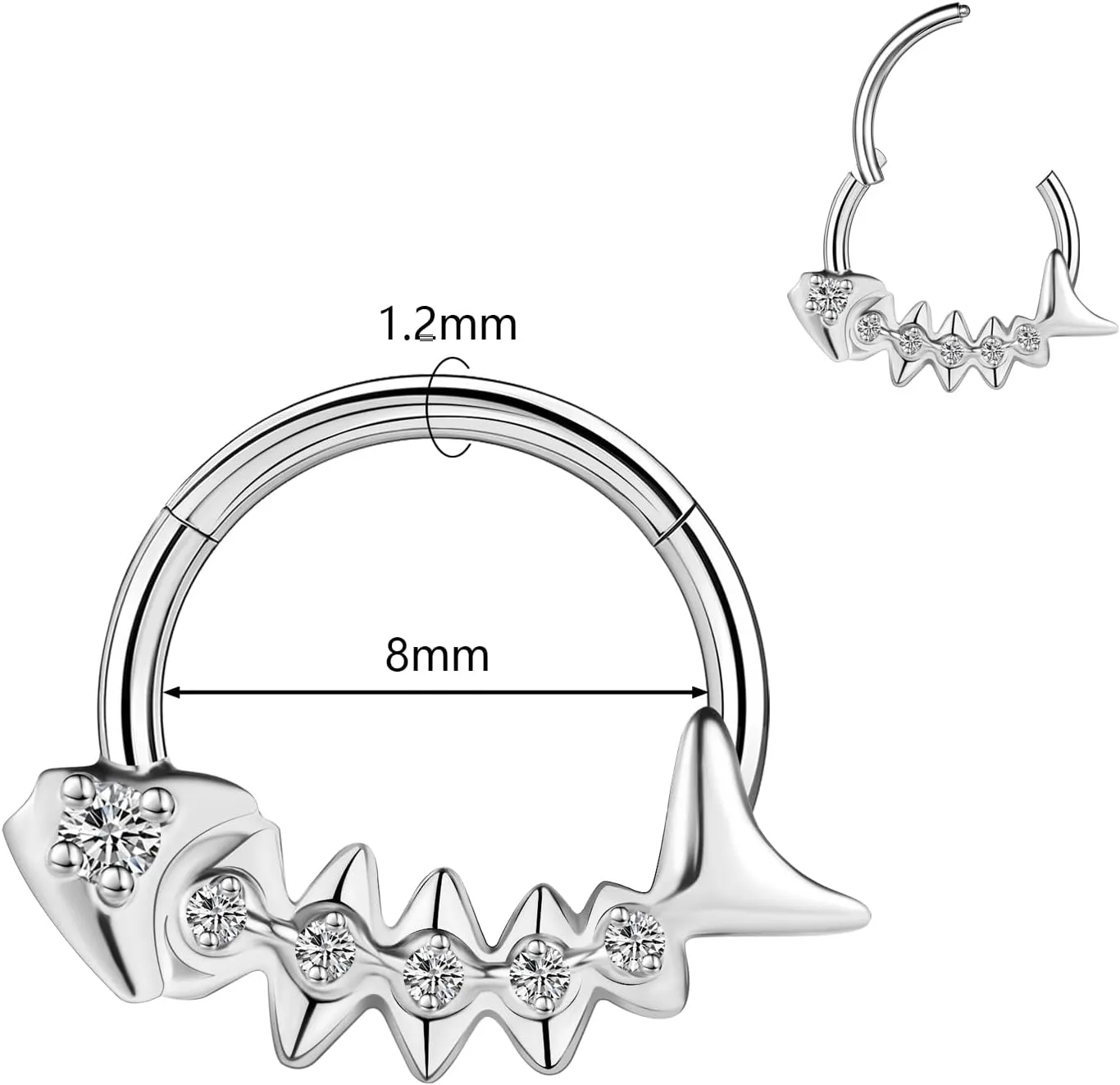 BodyAce 16G Septum Hoop Hinged Nose Rings, High Crafted Conch Helix Earrings for Women Men, Stainless Steel Septum Clickers Lip Piercing Labret Daith Rings
