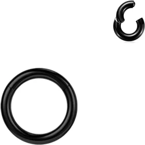 BodyAce Black Hinged Segment Clicker PA Rings, 2G 4G 6G 8G 10G 12G Large Spring Action BCR Rings, Surgical Steel Septum Nose Rings Ear Gauges Earrings Hoops