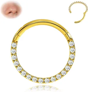 BodyBonita Hinged CZ Septum Rings - 316L Surgical Steel Nose Rings Hoops for Women 20G/18G/16G Cartilage Earrings Conch Piercing Jewelry Helix Rook Tragus Lobe Daith Snug Belly Button Ring 6mm-10mm