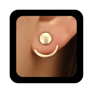 Boho Crescent Moon Ear Jacket Earrings Moon Phase Earring Sun Crescent Disc Stud Earrings Gold Front Back Earring Jewelry for Women