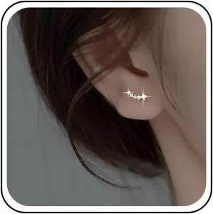 Boho Crystal Ear Climber Earrings Cubic Zirconia Crawler Earrings Gold Small Rhinestone Earrings Sparkling Cz Stud Earrings Vintage Minimalist Earrings Jewelry for Women