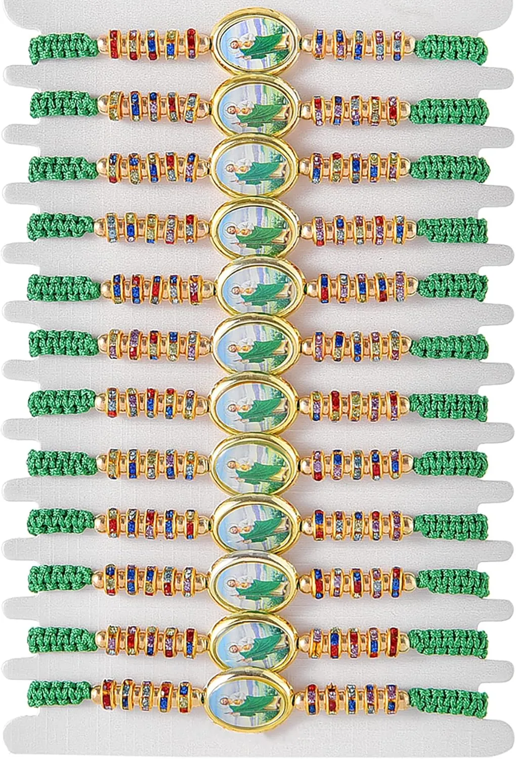 BONITTER 12 PCS Virgin Mary/Saint Benedict/Saint Jude bracelet Rosary Handmade Red Knot String Bracelets Luck bracelet Men Or Women As Gifts and Used in Prayer bracelet (Oval Enamel Judas)