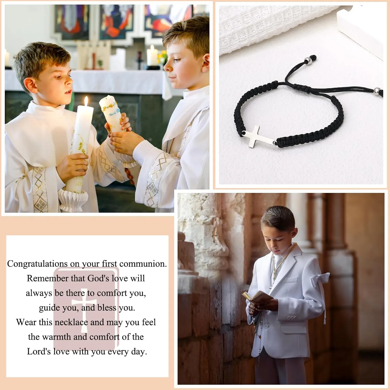 Braided Rope Cross Bracelets First Communion Baptism Christian Birthday Valentines Christmas Easter Gifts