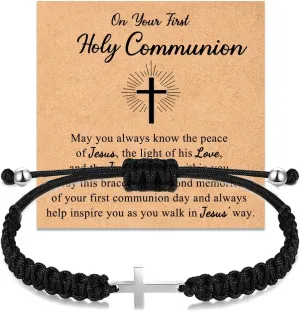 Braided Rope Cross Bracelets First Communion Baptism Christian Birthday Valentines Christmas Easter Gifts