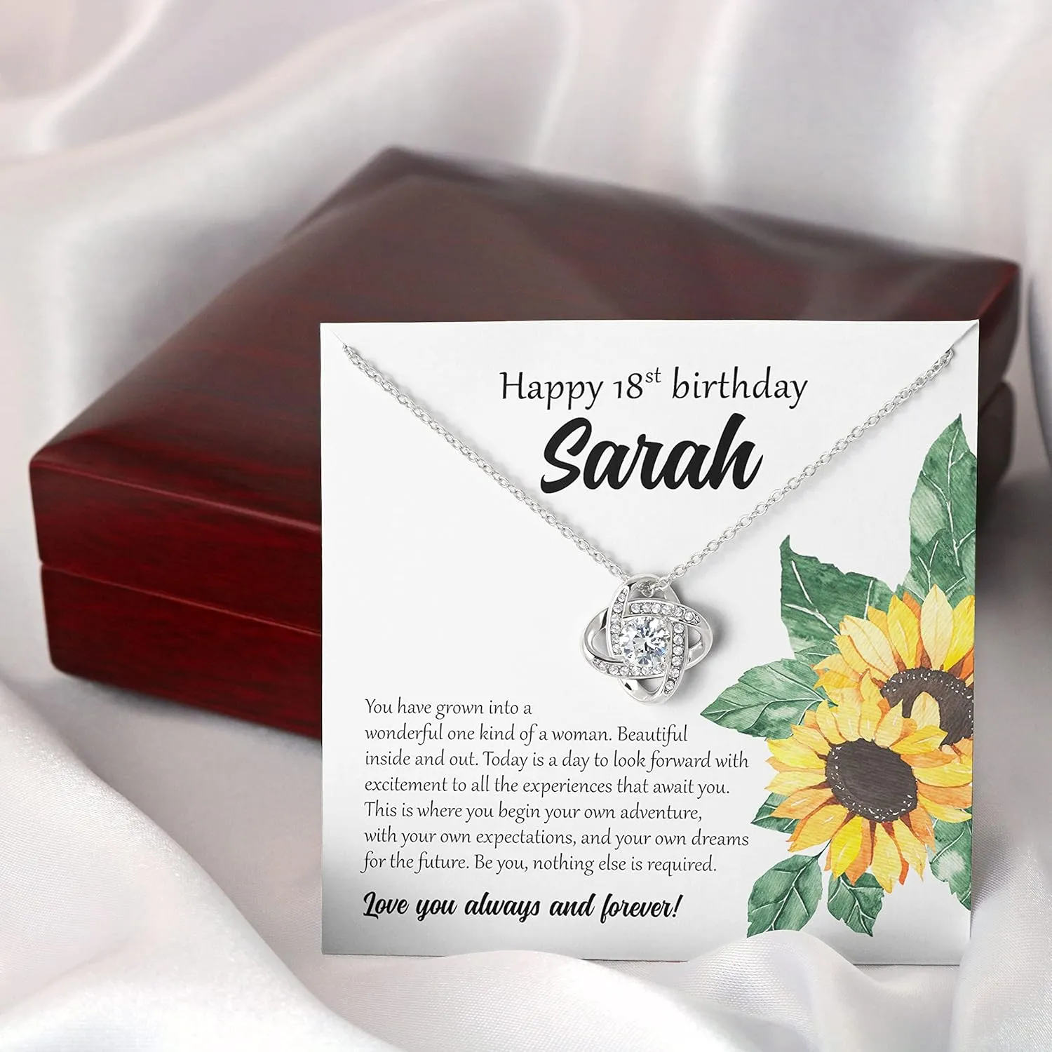 Bubble Hugs Personalized 18st Birthday Necklace Silver Plated - Happy 18th Birthday - Custom Name Eighteen Bday Girl Daughter Bestie