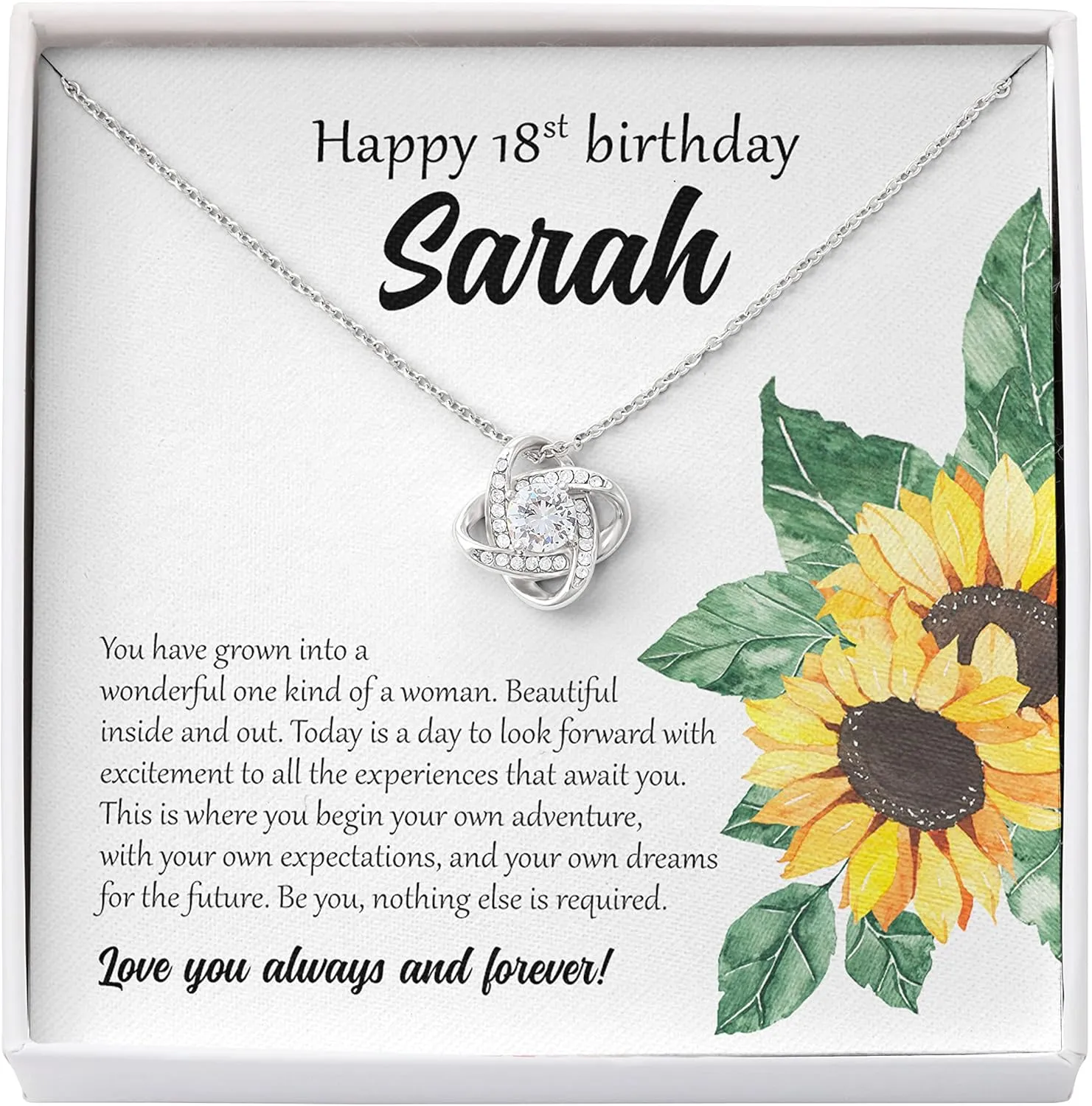 Bubble Hugs Personalized 18st Birthday Necklace Silver Plated - Happy 18th Birthday - Custom Name Eighteen Bday Girl Daughter Bestie