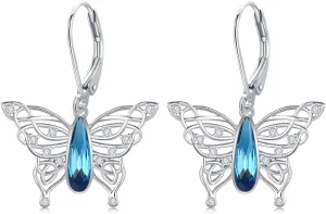 Butterfly Earrings for Women 925 Sterling Silver Butterfly Dangle Earrings Butterfly Jewelry for Girlfriendm