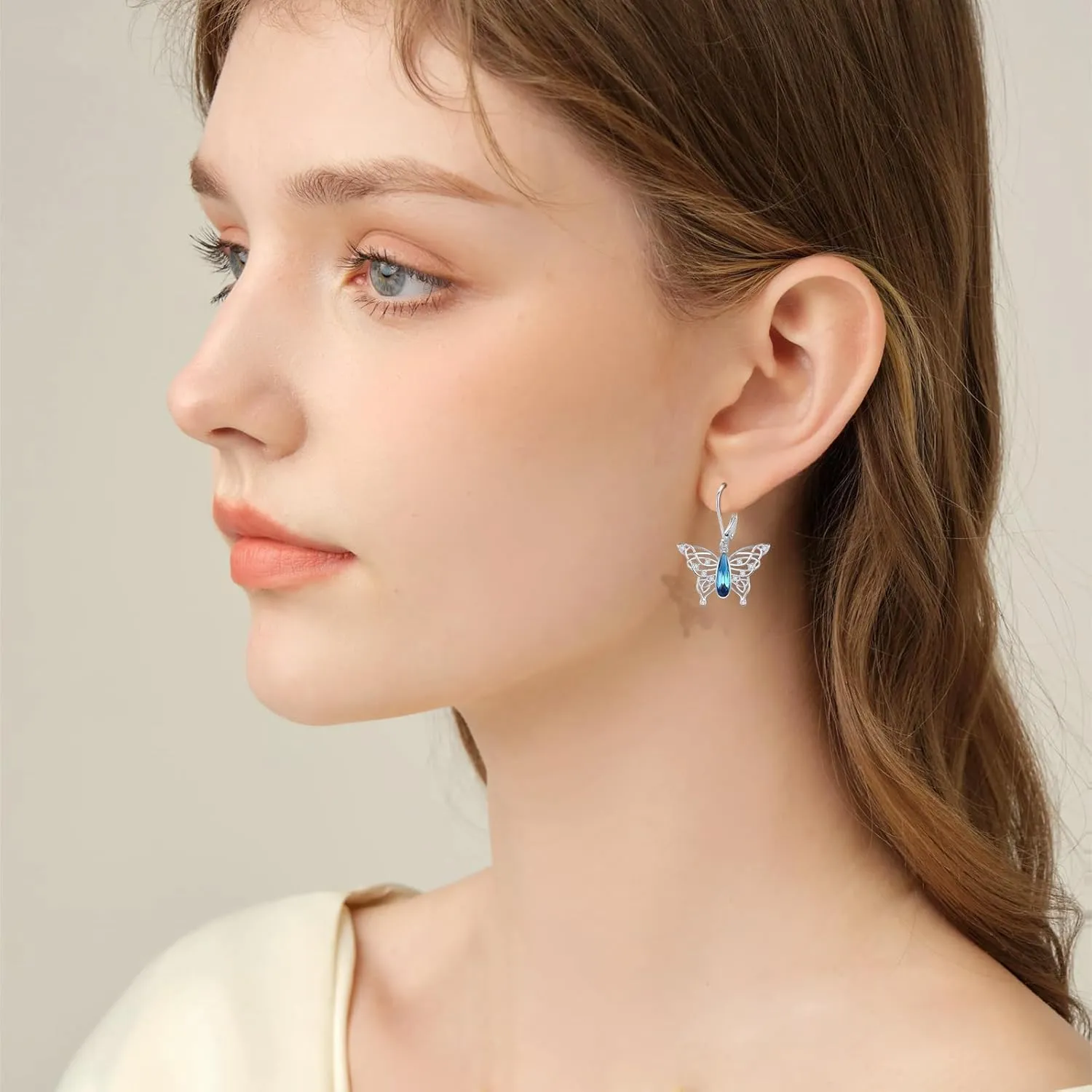 Butterfly Earrings for Women 925 Sterling Silver Butterfly Dangle Earrings Butterfly Jewelry for Girlfriendm