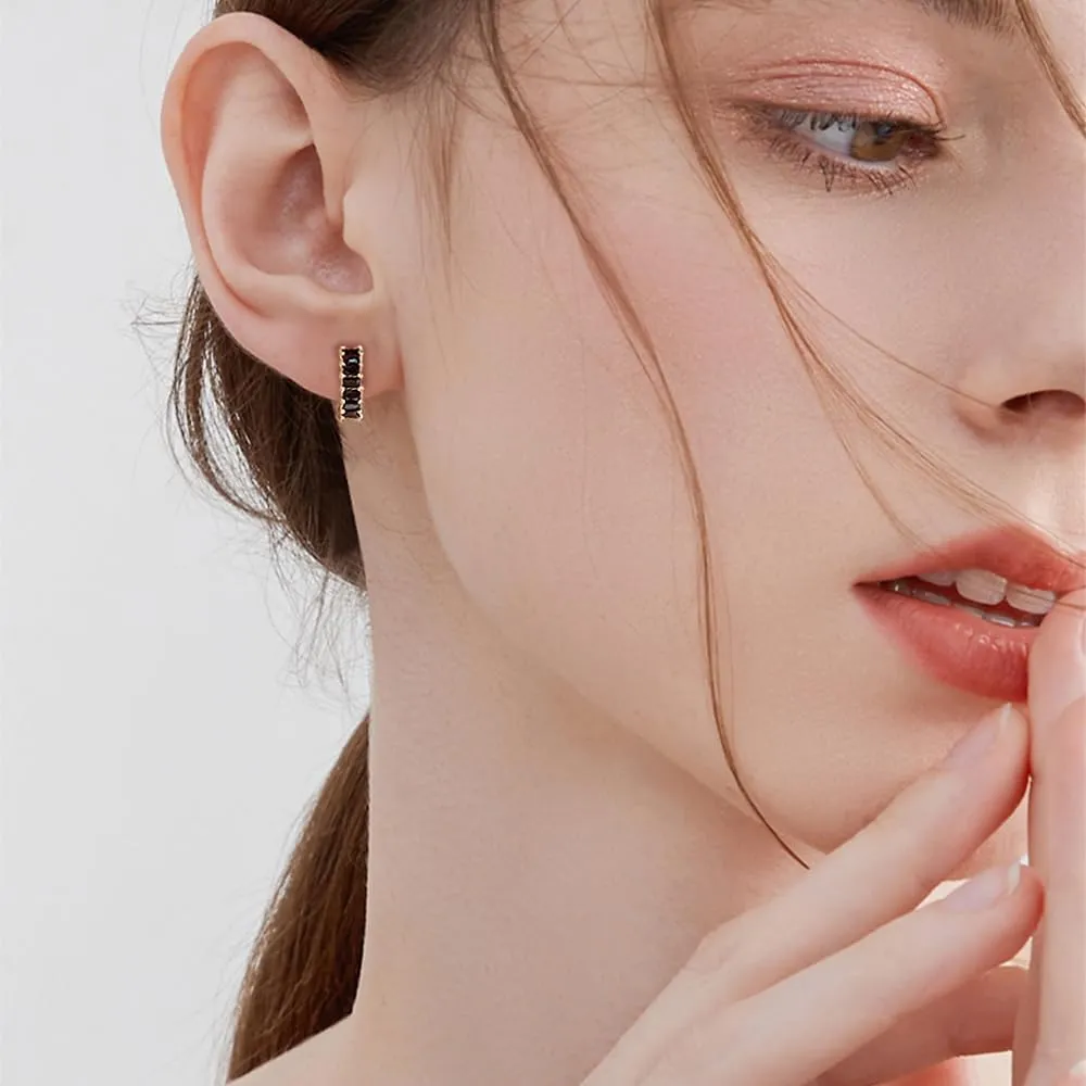 C Shaped Cubic Zirconia Cartilage Small Hoop Earrings for Women 925 Sterling Silver Post 18K Gold Plated Hypoallergenic Multi Colors Crystal Open Round Circle Huggie Hoops Minimalist Hooped Fashion Jewelry Gifts 13mm