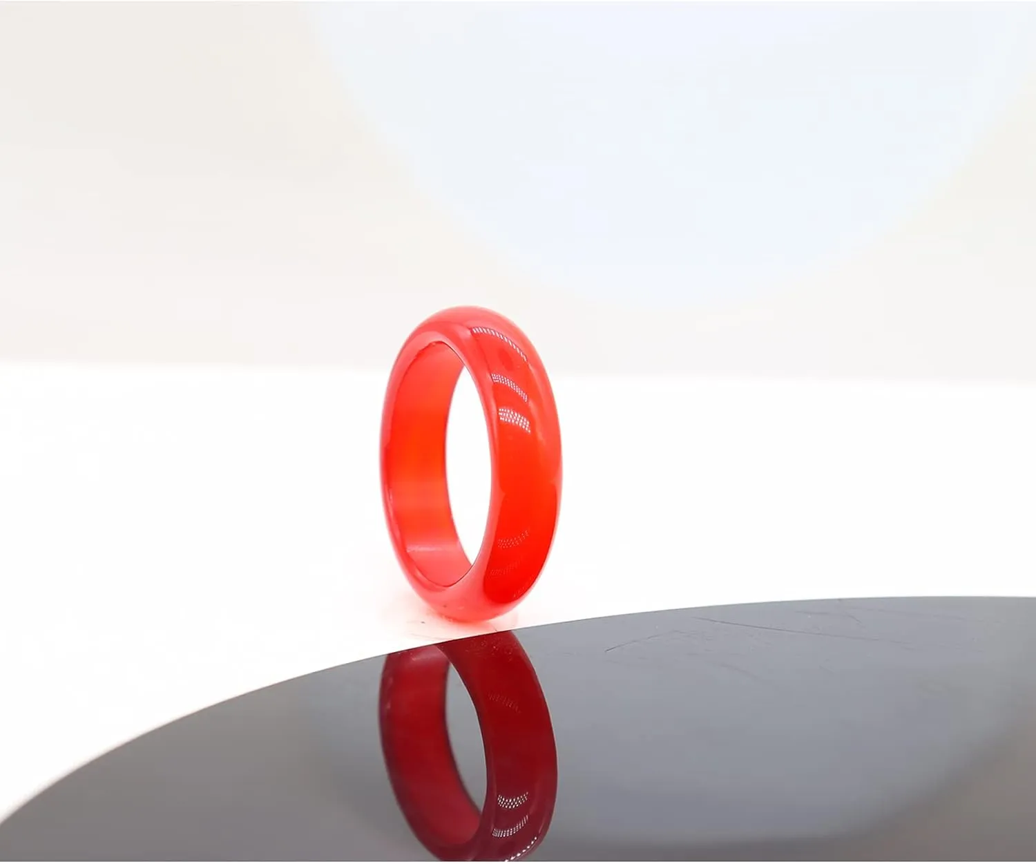 Carnelian Crystal Rings Natural Carnelian Gemstone Band Ring for Women Carnelian Smooth Round Donut Ring