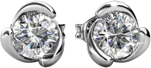 Cate & Chloe Harmony Peaceful Unique Gold Stud Halo Earrings, 18k White Gold Plated Studs with Crystals, Silver Stud Earring Set Solitaire Round Cut Crystals