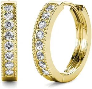 Cate & Chloe Lydia 18K White Gold Hoop Earrings with Crystals, Silver Hoops for Women, Sparkle Round Hoops for Ladies, Hoop Earrings