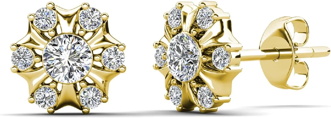 Cate & Chloe Millie 18K White Gold Earrings with Crystals, Stud Earrings for Women, Girls, Jewelry Gift for Any Occasion