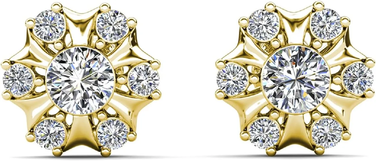 Cate & Chloe Millie 18K White Gold Earrings with Crystals, Stud Earrings for Women, Girls, Jewelry Gift for Any Occasion