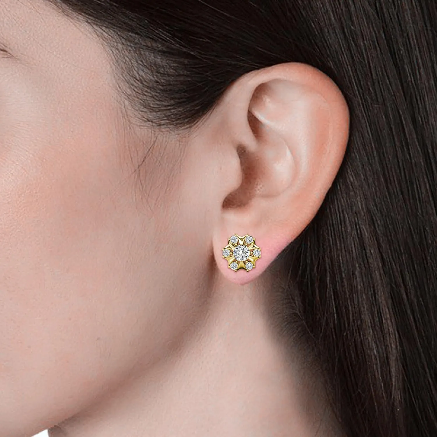 Cate & Chloe Millie 18K White Gold Earrings with Crystals, Stud Earrings for Women, Girls, Jewelry Gift for Any Occasion