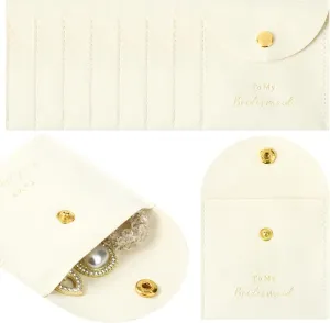 CEELGON Jewelry Bags Bridesmaid Gifts Set of 8 Velvet Small Jewelry Pouch with Button Bracelet Earring Necklace Packaging Bridesmaid Proposal Gift Bags Bridal Party Favors Gifts (Ivory)