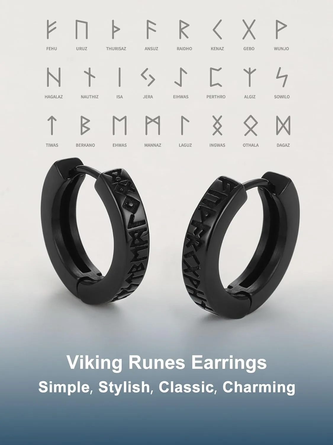 ChainsProMax Hoop Earrings for Men, Chain/Norse Viking/Skull Men's Earrings Cuban Link Hypoallergenic Vintage Huggie Mens Earrings Hoops, Stainless Steel/Gold Plated/Black-with Gift Box