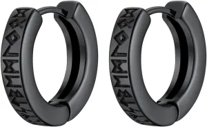 ChainsProMax Hoop Earrings for Men, Chain/Norse Viking/Skull Men's Earrings Cuban Link Hypoallergenic Vintage Huggie Mens Earrings Hoops, Stainless Steel/Gold Plated/Black-with Gift Box